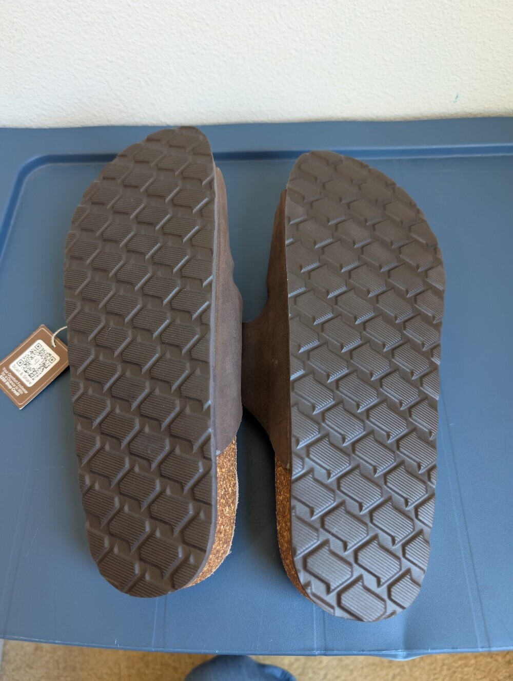 NWT qcomfort Brown Double-Buckle Slide Sandal Women's Size 10.5 - Picture 9 of 13
